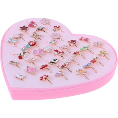 36pc Fancy Adjustable Cartoon Rings Party Favors Kids Girls Action Figures Toy F3ME