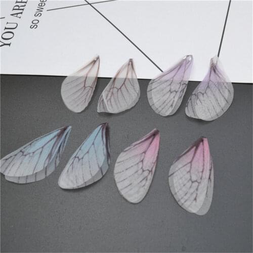 Julie Wang 4 Pairs Chiffon Insect Wings Charms Mixed Gauze Pendants Bracelet Earrings Jewelry Making Accessory Decor