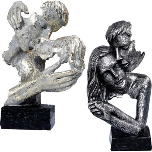 Abstract Kissing Lovers Resin Collectible Sculpture Figurines Statue for Home Living Rooms Office Desktop Bookshelf Decor Gifts