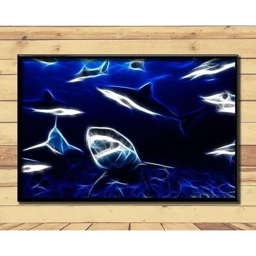 Shark Huge Strong Marine Animal (30) Wall Posters Prints Silk Art Painting For Home Wall Bedroom Decor