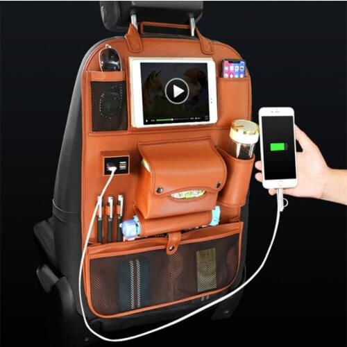 Auto Car Back Seat Hanging Bag Travel Storage Holder Organizer For Interior Stowing Tidying Bags With USB Waterproof