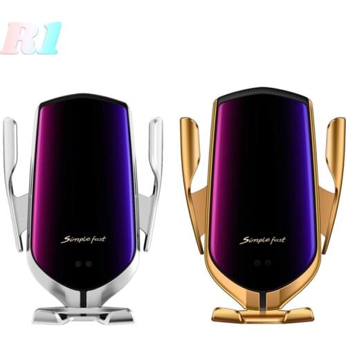 R1 Wireless Car Charger 10W Fast Charging Automatic Clamping Phone Holder Mount Car Wireless Charger for iPhone Huawei Samsung