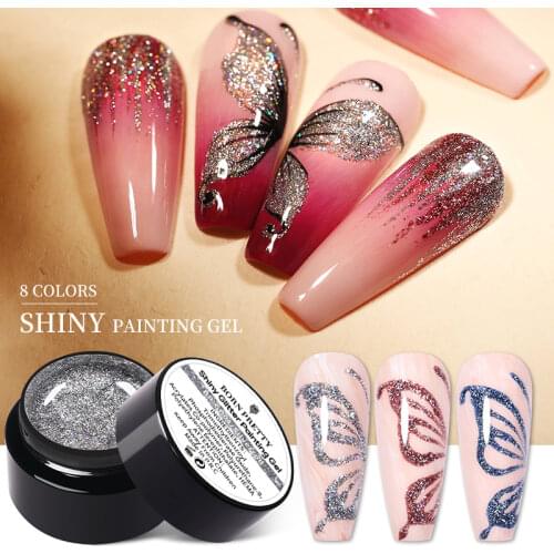 BORN PRETTY Shining Spider Nail Gel Polish Spaking Glitter Metal Painting UV Gel 5ml Nail Art Liner Drawing For Nails Manicure