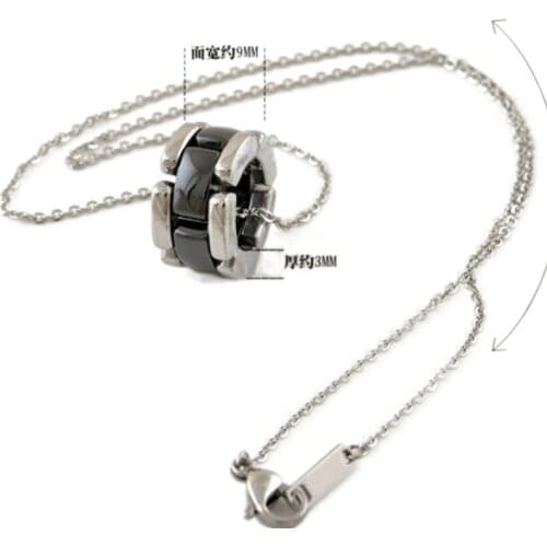 Black and White Ceramic Necklaces Titanium Steel Necklaces for Men and Women