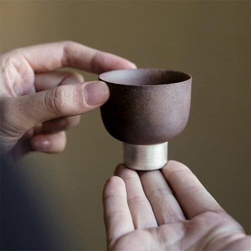 Jingdezhen Ceramic Handmade Teacups Creative Gilt Silver Retro Tea Cup Porcelain Chinese Kung Fu Water Cup Office Drinkware