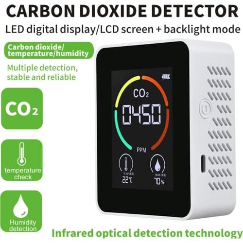 CO2 Detector Thermohygrometer Home Digital Air Detector Intelligent Air Quality Analyzer Household Air Pollution Monitor