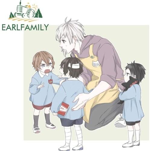 EARLFAMILY 13cm x 12.3cm for Bungou Stray Dogs Camper Vinyl Car Stickers Window Anime Snowboard Scratch-proof Window Truck Decal