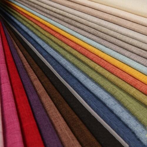 Hot Sale Solid Color Heavy Weight 100% Polyester Linen Sofa Fabric