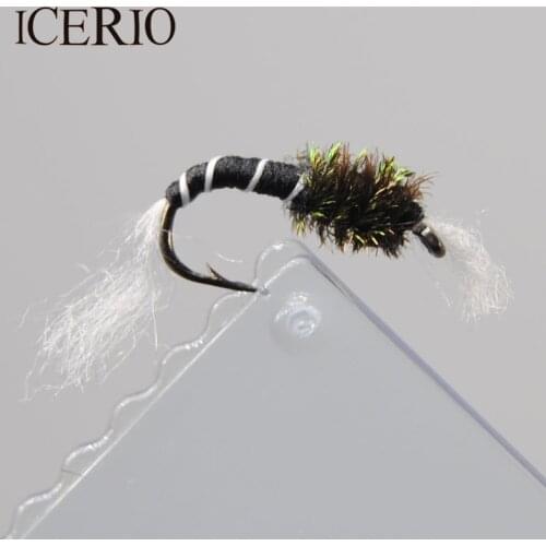 ICERIO 8PCS #12 Birchells Hatching Midge Dry Fly Zebra Nymphs Chiromids Flies Trout Fishing Lures
