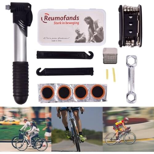 Bike Cycle Bicycle Repair Tool Puncture Repair Kit With Pump Set Carry Case Bag Flat Wheel Tire Repair Rubber Patch Outdoor Kit