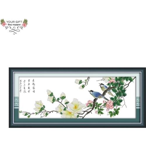 Joy Sunday H038 Free Shipping 14CT 11CT Stamped and Counted Home Decoration Rhyme Of Spring Flower Embroidery DIY Cross Stitch