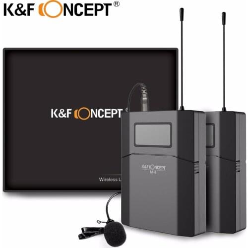 K&F CONCEPT 70M Camera Microphone Wireless Lavalier Mic Receiver +Transmitter Record Radio Professional low Noise DSLR Microfone