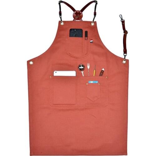 Shoulder strap cowboy apron barista barber work aprons restaurant bar baking overalls