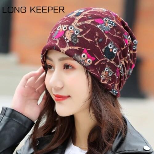 LongKeeper Fashion Women Winter Hat Brand Cotton Caps Scarf 4 Use Casual Adult Autumn Girls Beanies Skullies Casual Bonnet