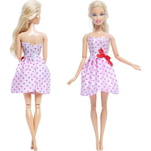 Fashion Pink Dress Evening Party Gown Bow-knot Ball Skirt Princess Clothes for Barbie Doll Baby Girl Accessories DIY House Toy