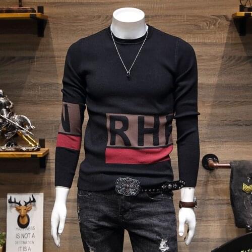 2021 Mens Turtleneck Autumn Luxury Crewneck Knitted Shirt Korean Fashion Backing Shirt Top