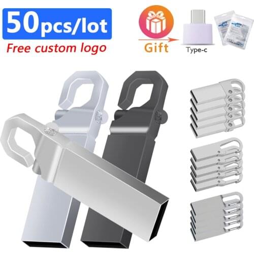 New Metal 50pcs free logo USB 2.0 Flash Pen Drive 4gb 8GB 16GB 32GB 64GB 128GB USB Flash Drive metal Flash memory stick gifts