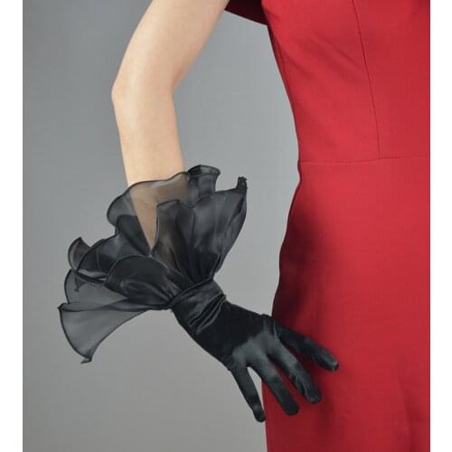 2pc/ lot New sex black lace evening party pricecess lady girl short finger short gloves free shipping