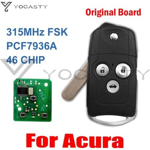 YOCASTY Original Board ID46 Chip Flip Remote Car Key Fob 3 Buttons For Acura 315MHz PCF7936A