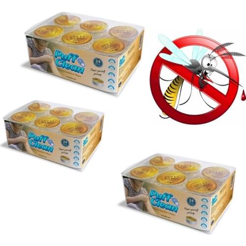 Pufai Puff Clean Insect Repellent Towelettes Wipes Capsules Protection 7 Hours 72 Piece Capsules in 3 Boxes