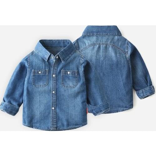 Baby Girl Boys Shirts Autumn Clothes for Boys Denim Shirt Infant Toddler Tops Shirts Kids Clothing Outerwear Kids Jackets1-8Y