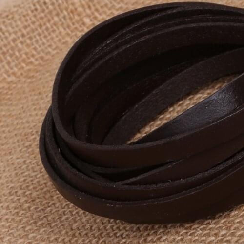 Width:6mm Thickness:2mm) 3Meter/lot Black Brown Real Leather Rope String Cord for Bracelet & Necklace Jewelry Craft Making