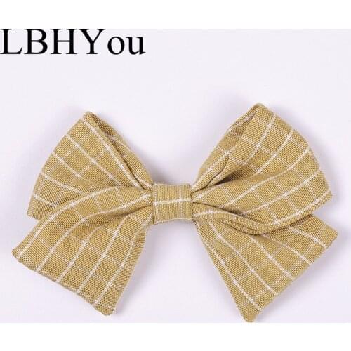 1pcs New Girls Hand Tie Hair Clips Fashion Plaid Knotbow Fabric Hair Barrettes School Girls Hair Accessories Head Wear