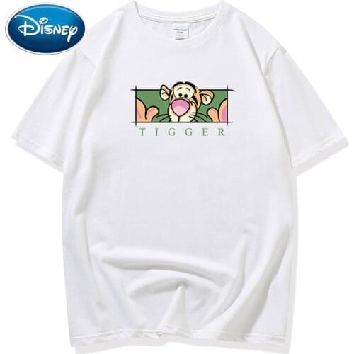 Disney Chic Fashion Winnie the Pooh Tigger Cartoon Print Couples Unisex Women T-Shirt Short Sleeve O-Neck Pullover Top 10 Colors