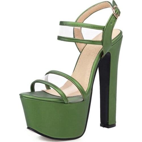 High Quality Plus Size 35-46 2020 summer new Super High Heels Sandals waterproof platform thick heel large womens shoes Q36