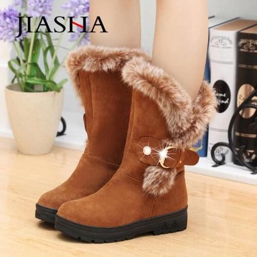Winter shoes woman snow boots 2021 fashion warm suede solid buckle women winter boots square heels ankle boots women shoes
