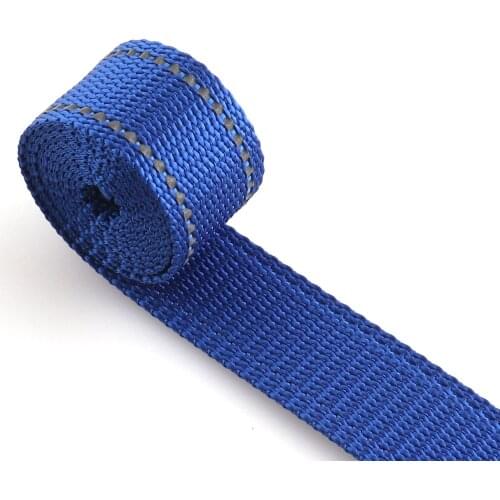 1 inch Blue Reflective Webbing Tape Wholesale pet dog collar leash harness horse tack craft bag purse strap ribbon 5yards
