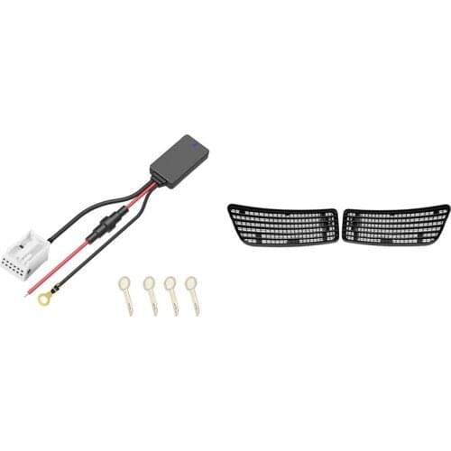 1Set 12Pin 12V Bluetooth Adapter Aux Cable For Benz W169 W245 & 1Pair Left & Right Side Hood Upper Grill Vent