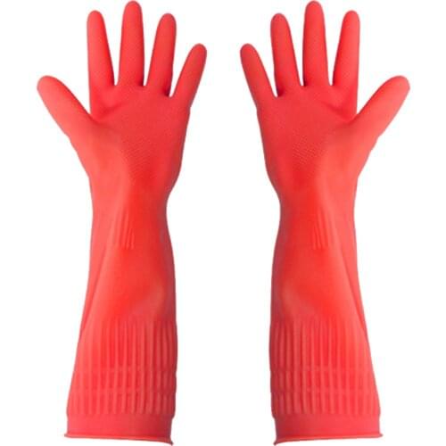 38cm Rubber Gloves Reusable Long Rubber Gloves Dishwashing Gloves for Kitchen Gardening HR