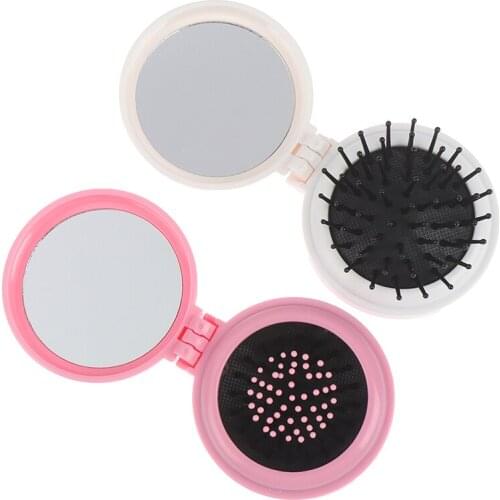 1PCS Pocket Size Travel Brush Fashion Massage Hair Folding Mirror Comb Air Bag Drop Shipping