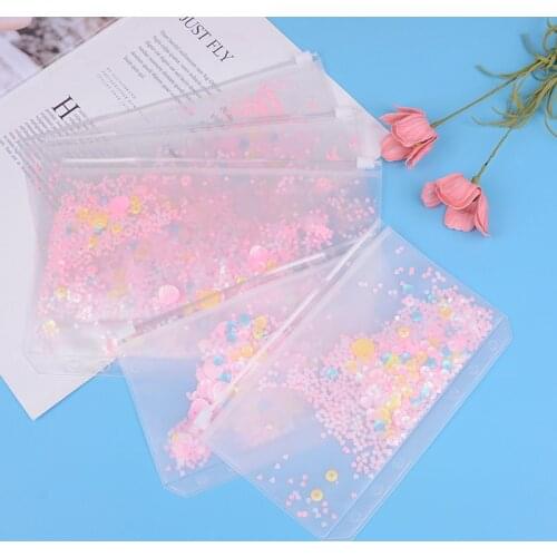 1pc Transparent PVC Storage Card Holder with 6 Hole Zipper document Bag for A5 A6 Pouch Diary Planner Accessories