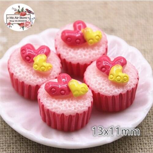 Heart cake 10PCS 13mm Resin Flatback Cabochon Miniature Food Art Supply Decoration Charm Craft