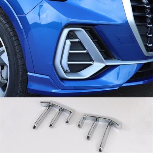 Car Styling Front Fog Lamp Frame Decoration Cover Trim Stickers 2Pcs For Audi Q3 2019 ABS Auto Exterior Accessories Modified