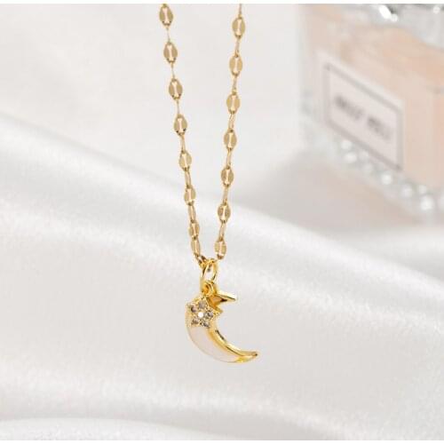 2021 New Trendy Shell Star Moon Pendant Stainless Steel Women Necklaces Exquisite No Fade Ladies Daily Jewelry Female Party Gift
