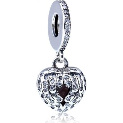 Authentic S925 Silver Pendant Bead fit Lady Bracelet Bangle Angel Wings Dangle Charms DIY Jewelry