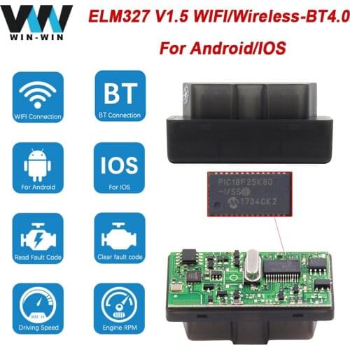 ELM 327 V 1 5 OBD2 Bluetooth 4.0 wifi PIC18F25K80 Auto scanner For Android/IOS ELM327 V1.5 OBD 2 OBD2 Car diagnostic Tool