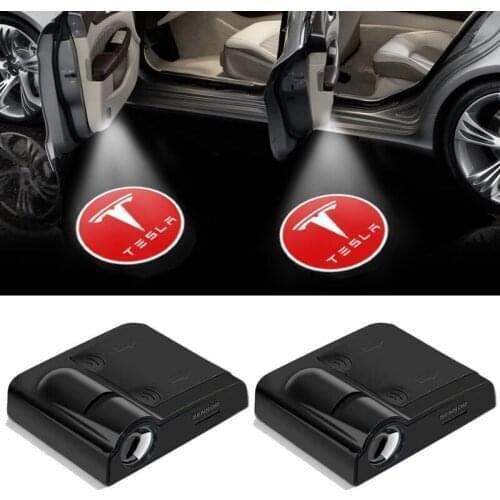 Car LED 3D Logo Shadow Light Welcome Light Nano Decorative Signal Lamp For Tesla Model 3 Model X Model S Model Y Accessories