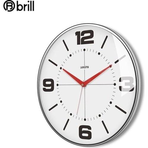 American Large Modern Nordic Silent White Wall Clock Metal Watch Living Room Round Fashion Wall Clock Compass Home Ornament