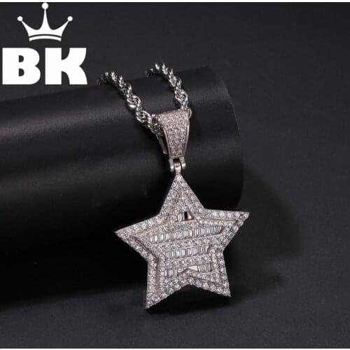 Hip Hop Fully Iced Out Bubble Pentagon Pendant Necklace Mens &Womens Jewelry Gifts Hand Necklace