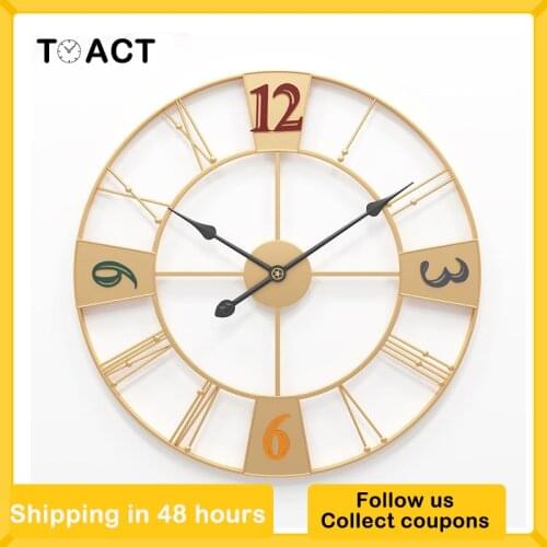 Nordic Large Wall Clock Number Hanging Clocks Quiet Metal Wall Clocks Modern Watches Decoration For Living Room 60CM