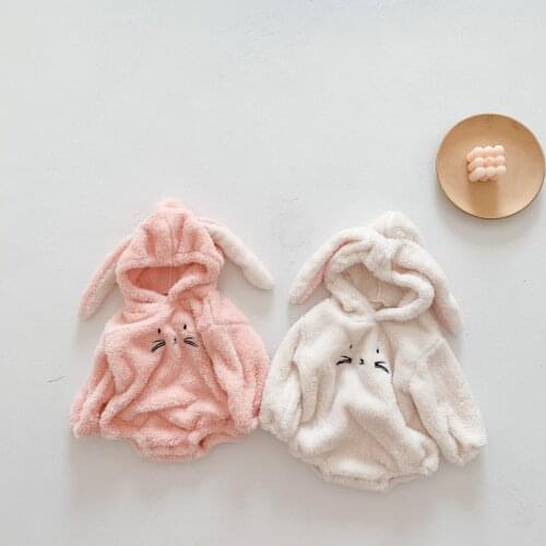 Infant Baby Rompers Clothes 0-3Y Toddler Boy Girl Cartoon Bunny Onesie Rabbit Ear Flannel Warm Newborn Baby Kawaii Clothing