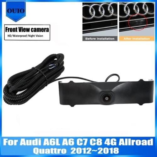 HD Night vision Front View Camera For Audi A6L A6 C7 C8 4G Allroad Quattro 2012 ~ 2018 2016 2017 LOGO Image OEM Front Camera