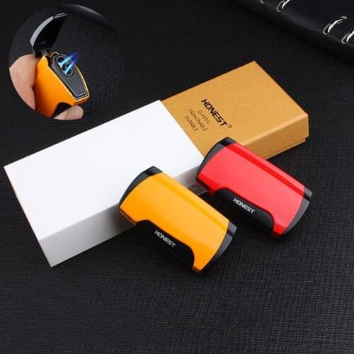Original honest gas lighter windproof two direct flames high quality cigarette lighter gift package free shipping drop shipping