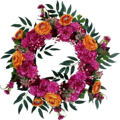 Artificial Calendula Wreath Christmas Wreath for Front Door Wedding Party Wall Windows Farmhouse Home Decoration-ABUX