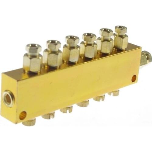 Brass 6 Ways Adjustable Oil Distributor Valve Manifold Block 6mm inlet 4mm out