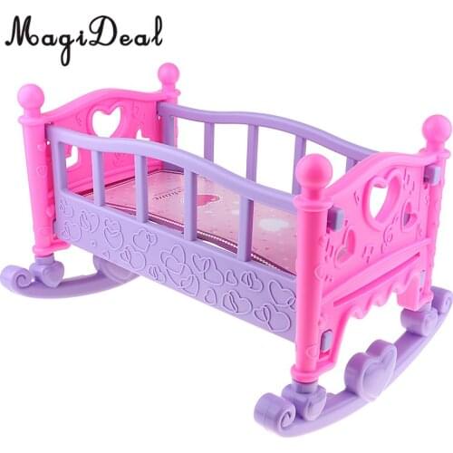 Cute Baby Doll Rocking Bed Bedroom Furniture Accessory for Mellchan Doll Toy